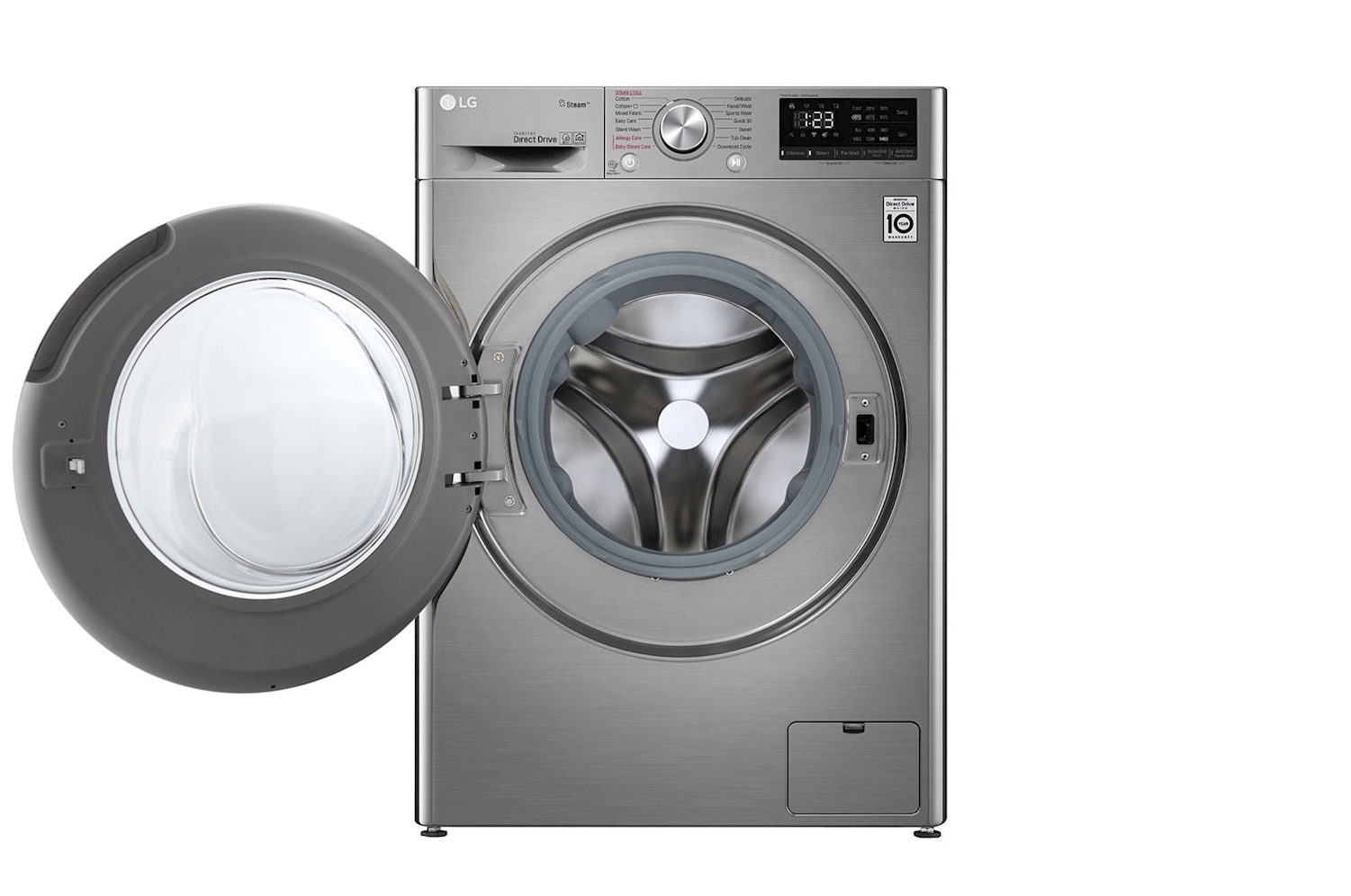 LG front loading Washer, 8 Kg, Bigger Capacity, AI DD, Steam, ThinQ, Silver - Image 2