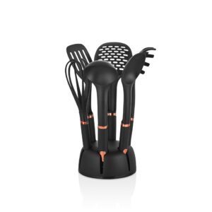 Service Set of 6 with Copper Stand Black